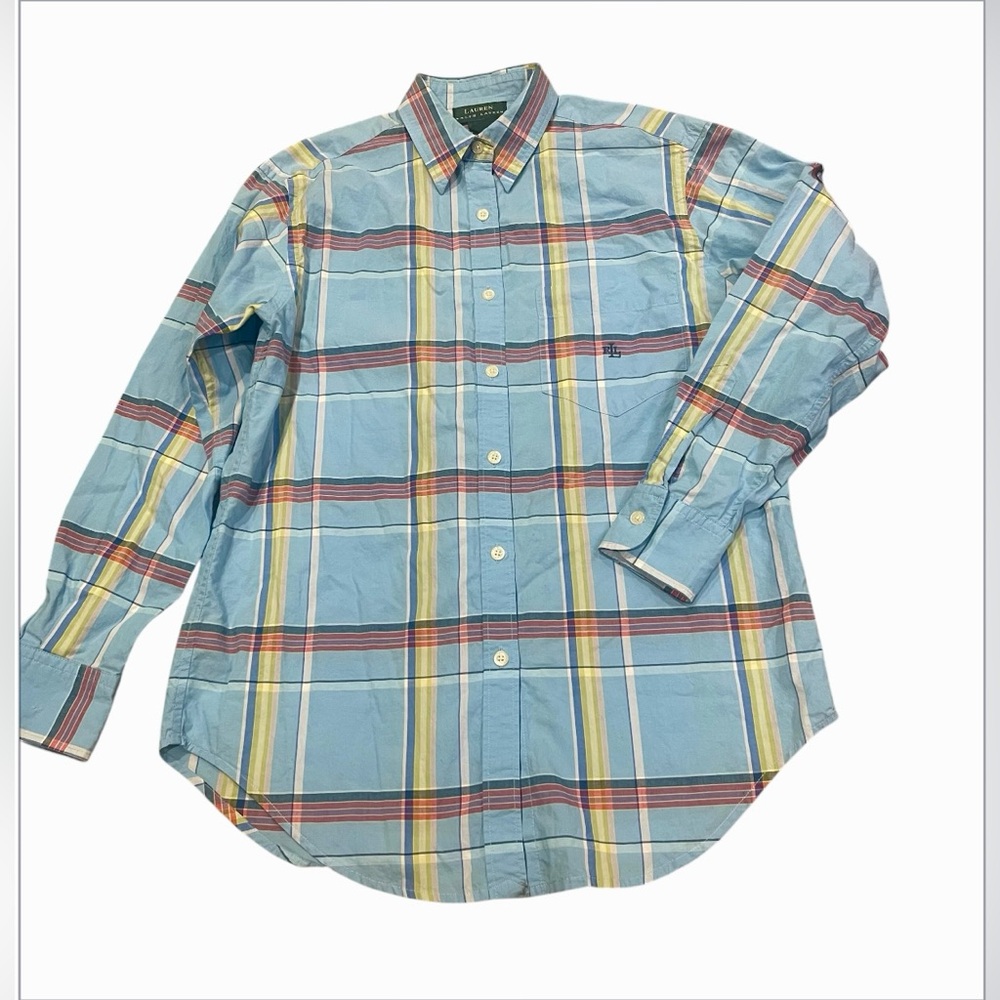 Lauren Ralph Lauren Dress Long Sleeve Shirt Button Front Oxford Blue Boys Sz 16